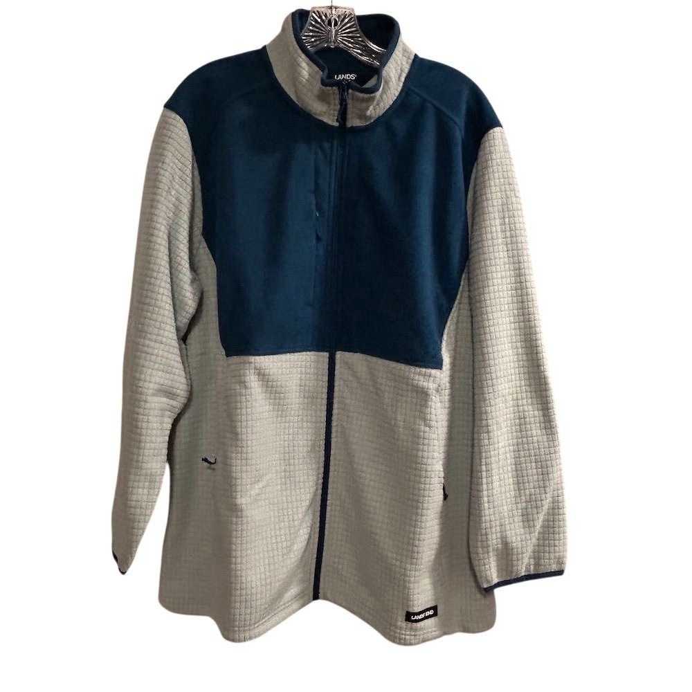 Lands End Women's Windproof Fleece Jacket‎ 1X Multicolor Casual Zip